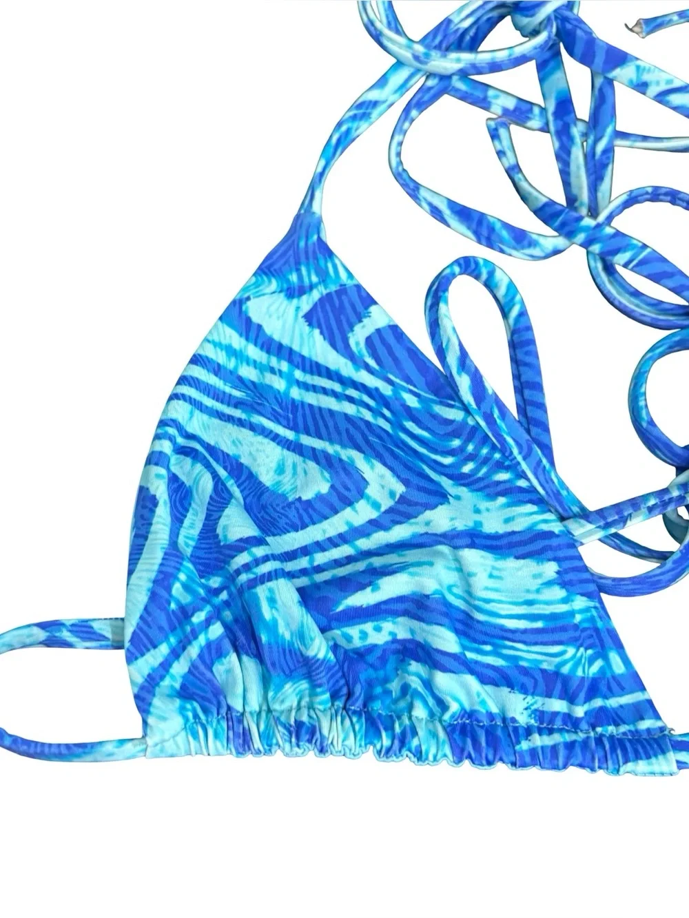 Frankies Bikinis Tia Triangle Bikini Top in the Electric Blue print Size Small